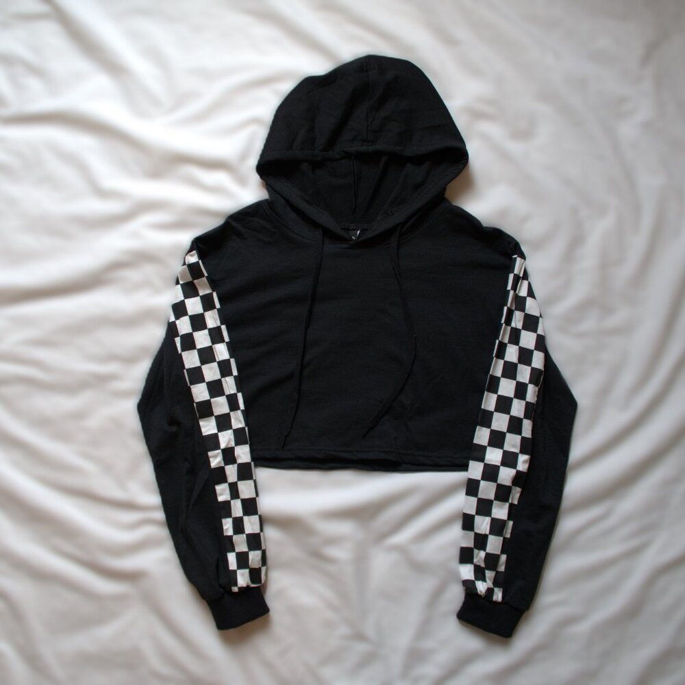 Checkered Cropped Hoodie